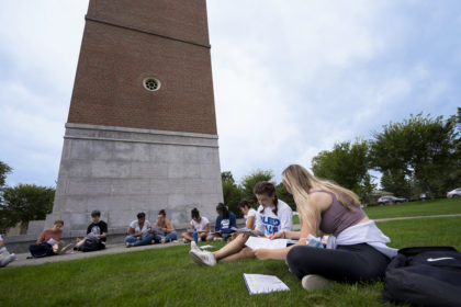 Students enjoying class on campus