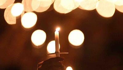 Candles lit in Cochran Chapel