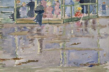 Maurice Brazil Prendergast, Float at Low Tide, Revere Beach, c. 1896–97. Watercolor and graphite on paper, 13 13/16 x 9 3/4"